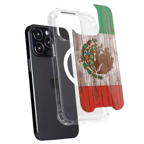 Mexican Flag Dark Wood iPhone 16 Pro MagSafe Case
